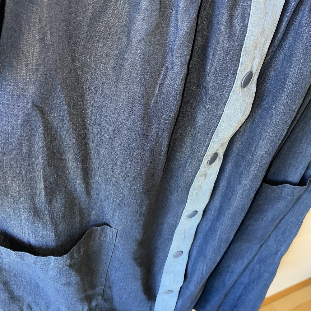 Go Softly Patio Dress Denim 100% Cotton Embroidered Snap Front w/ Pockets Size S - Picture 4 of 7